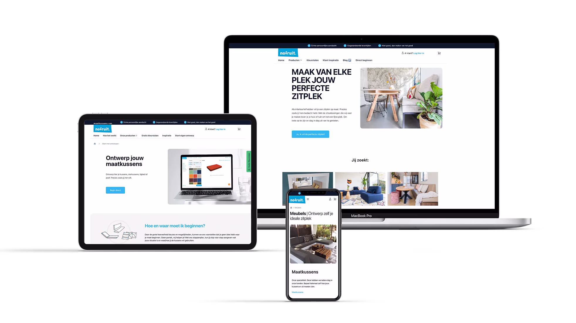 Responsieve website weergegeven op desktop, laptop, tablet en smartphone
