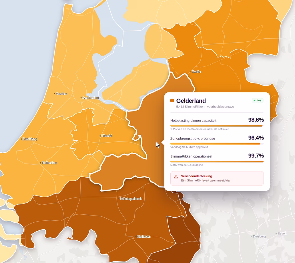 Kaart van Nederland en België met regiokleuren en statistiekvenster